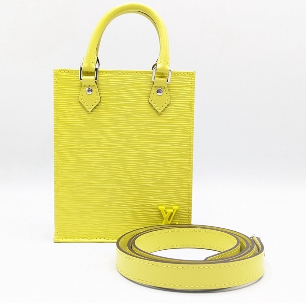 SALE! Louis Vuitton Petit Sac Plat Citron (yellow) Epi Leather Mini Bag